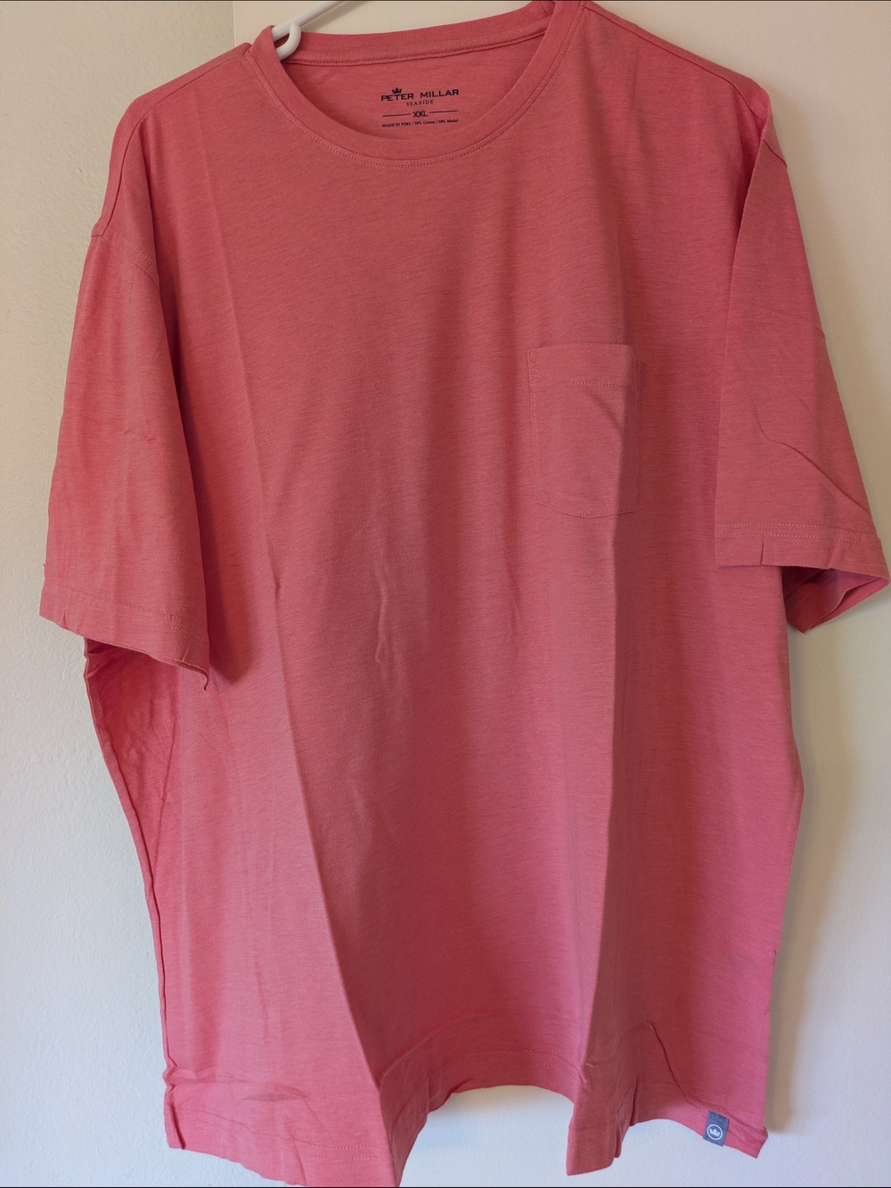 Peter Millar Men's Pocket T‑Shirt in Coral Pink- XXL (NWT)